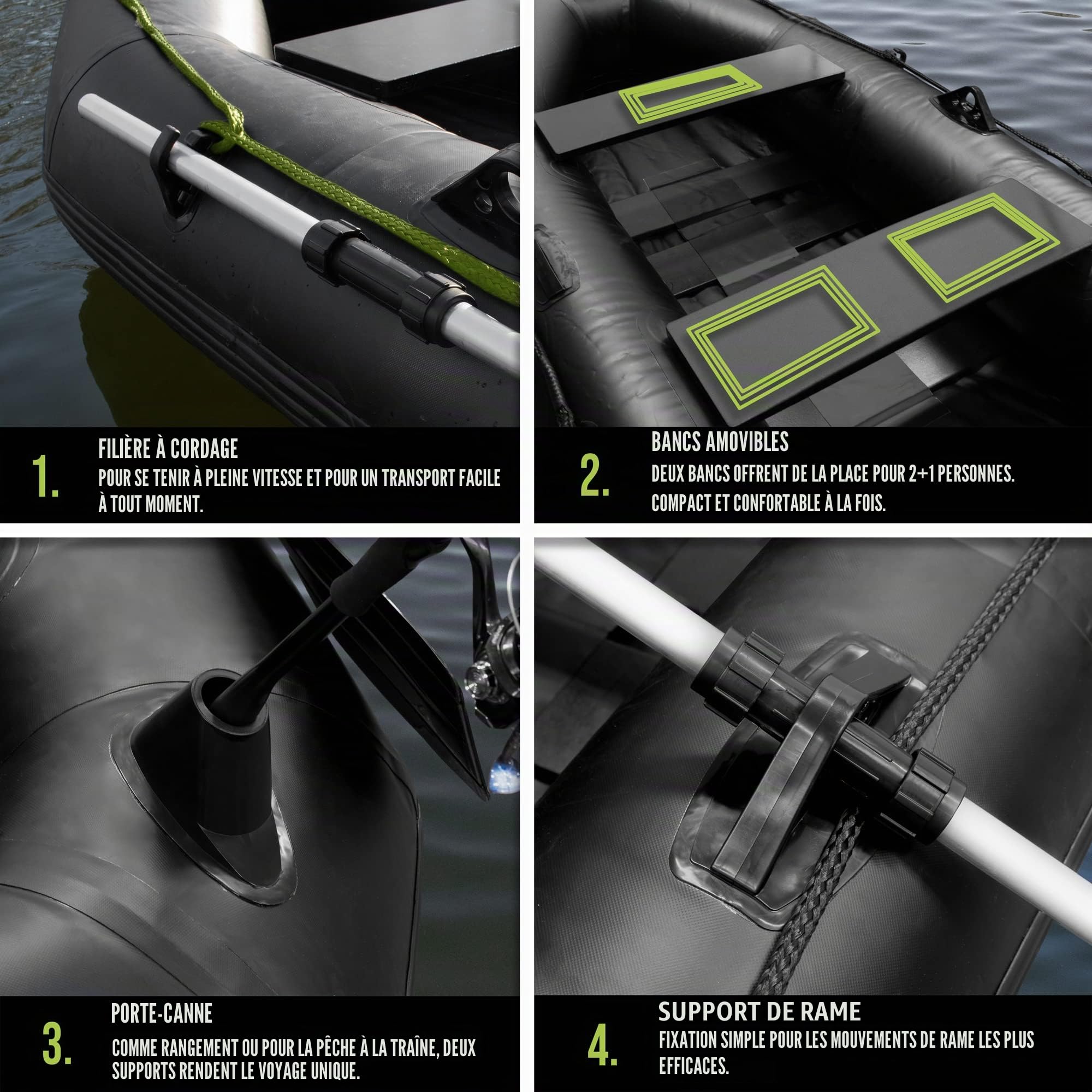 Waterside Hunter SP 235 Bateau gonflable 230 cm jusqu'à 210 kg avec pagaie et pompe | PVC de 0,7 mm - Charge maximale : 210 kg - Poids net : 15 kg - Avec pagaie et pompe