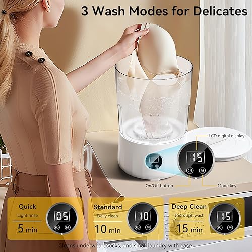 Miniatura 3 de Mini lavadora recargable  Lavadora portátil compacta con 3 modos de limpieza, dispositivo de lavandería de limpieza profunda para ropa interior,