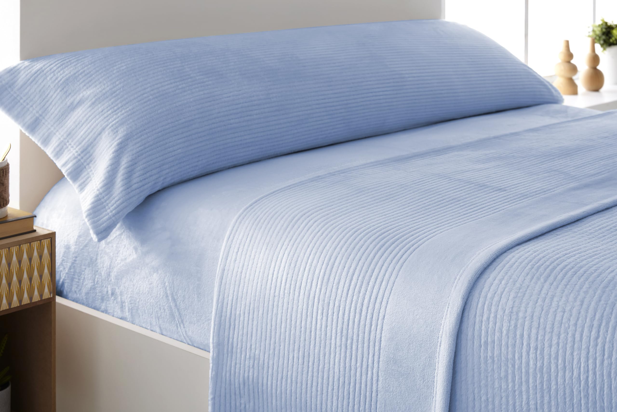 Liniva Home - Juego de Sábanas Coralina Canale, térmica para Invierno - Modelo Adriana (10910, Azul, Cama 135 cm)