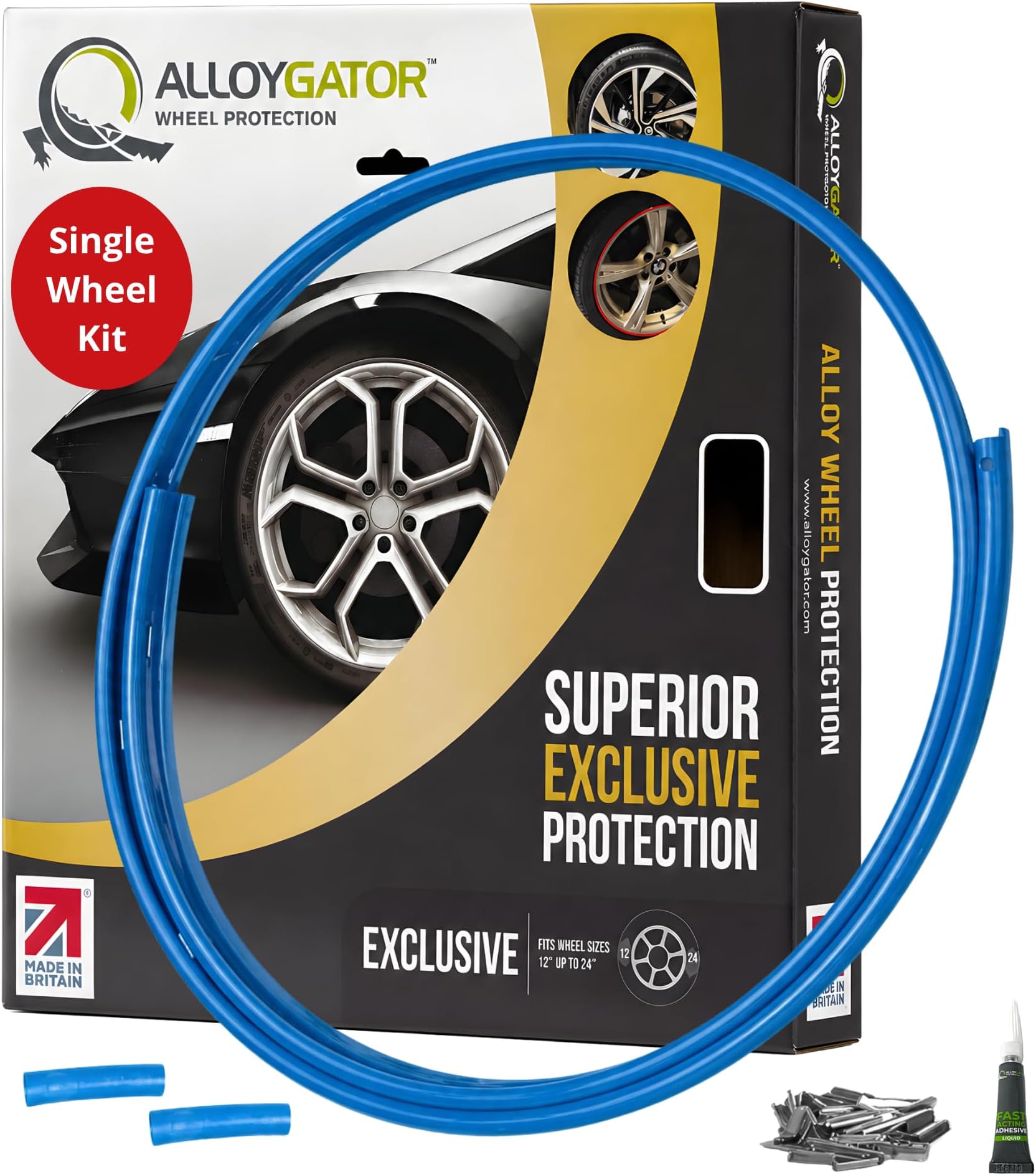 AlloyGator Single Replacement Profile (Sky Blue) - Only for 1 Wheel | Fits Up to 24" Wheels | Protects Against Kerb Rash | Adhesive Free Car Exterior Accessory