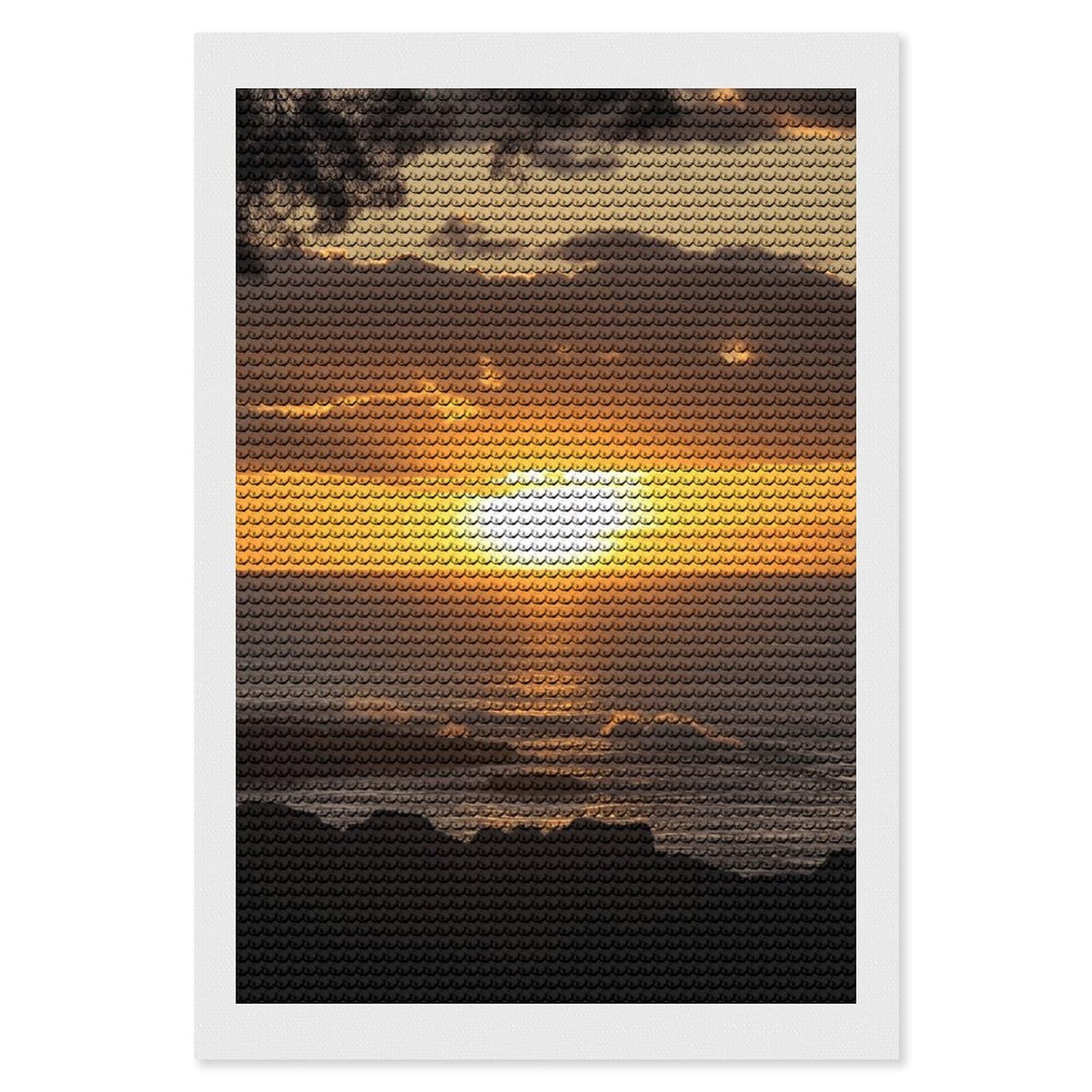 NONHAI Diamond Painting Kits for Adults - DIY Diamond Art Kits for Beginners - Full 5D Paint Drill Diamond Dots Paintings- Sunset Hawaii Beach Diamonds Pictures Gem Art and Craft Wall Decor 8"x12"