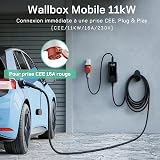 dé Chargeur Voiture Electrique 11kW 10m [6A-16A, Triphasé] Cable Recharge Voiture Electrique Type 2 16A, Chargeur EV Prise CEE Compatible avec Model Y, E-208, 500e et Autres EV/PHEV - 7