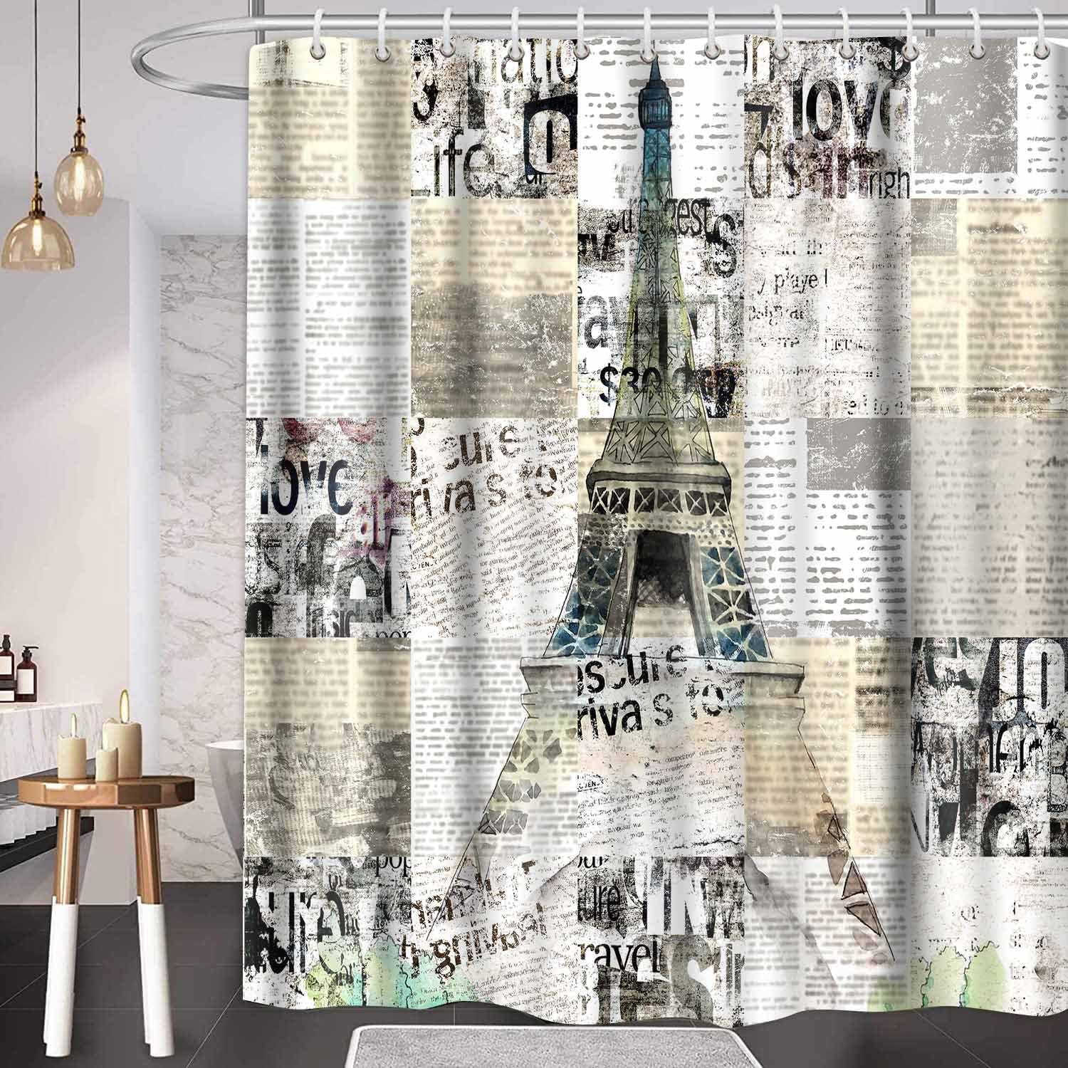 TPMDFC Paris Eiffel Tower Shower Curtain, 72x72 inch