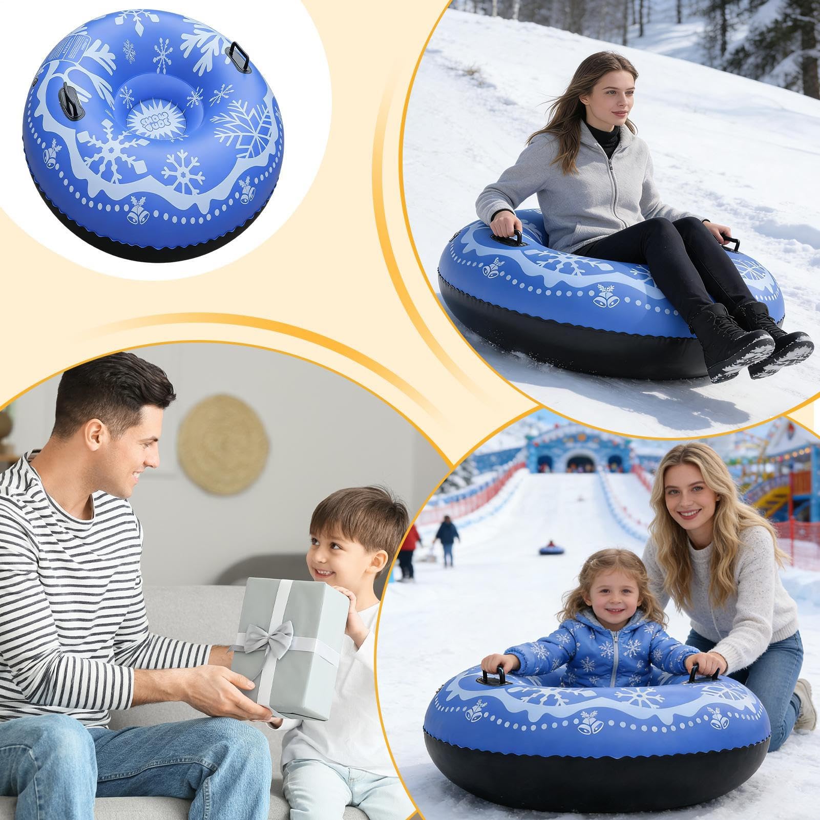 Tubi Da Neve Destinati Slittino In PVC Resistente Gonfiabile | Slittino A Tubo Da Neve Per Bambini per Adulti Donne Uomini Adolescenti Ragazzi Ragazze