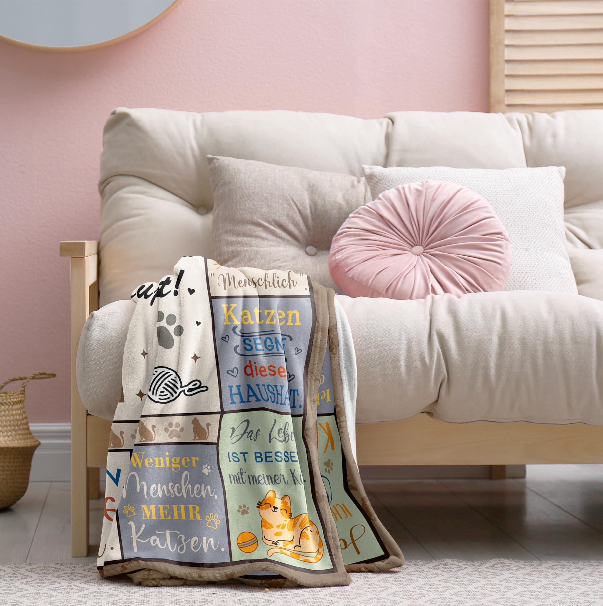 Geschenk für Katzenliebhaber Frauen, Katzenmama Geschenk Decke 150x130CM, Katzengeschenke für Mama Mutter Katzenliebhaber Geburtstag Muttertagsgeschenke für Katzenmama Mama von Tochter Sohn