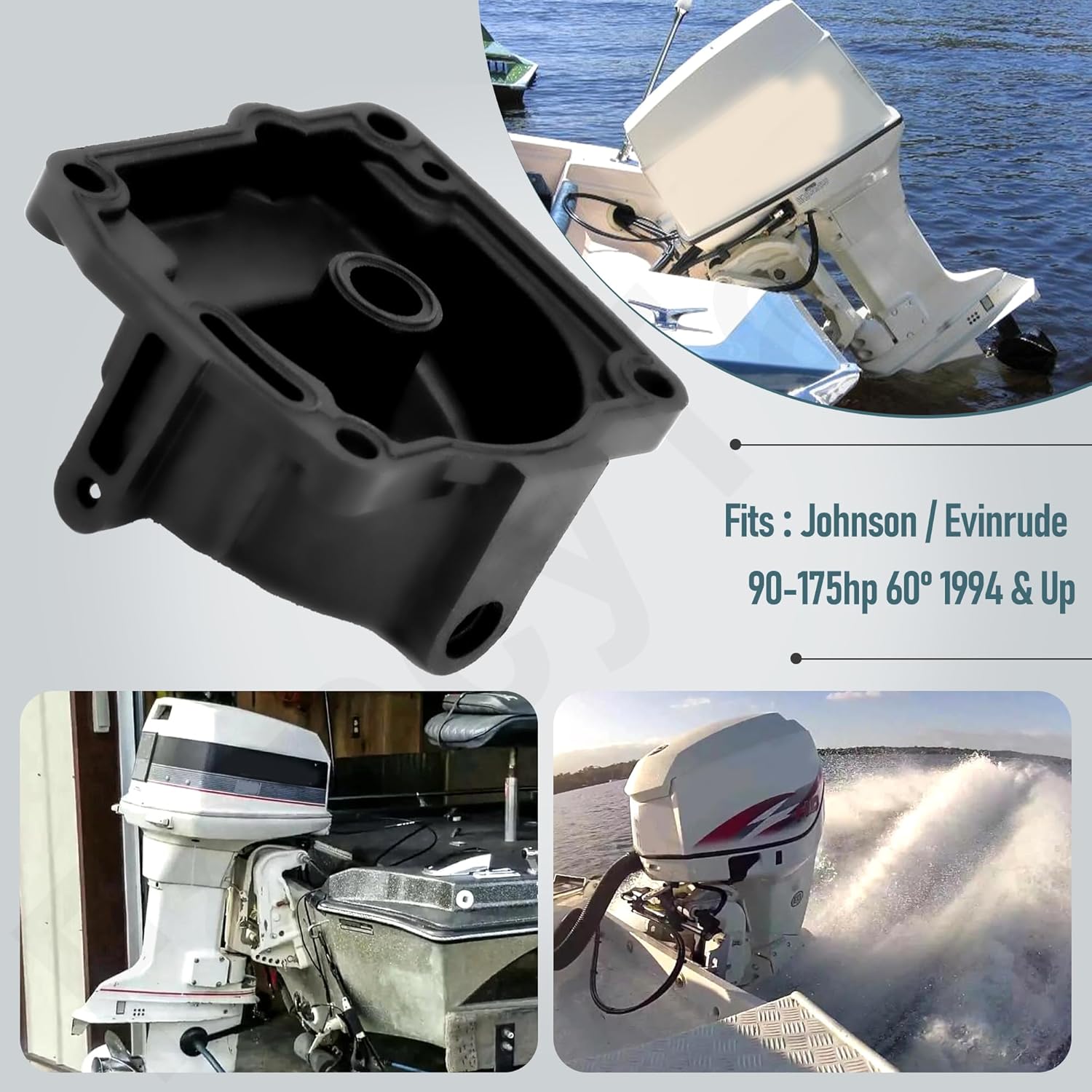 433000 Carburetor Float Chamber Carb Bowl Compatible with Johnson/Evinrude 90-175hp 0433000, 766418,with 335070 Gasket (6)