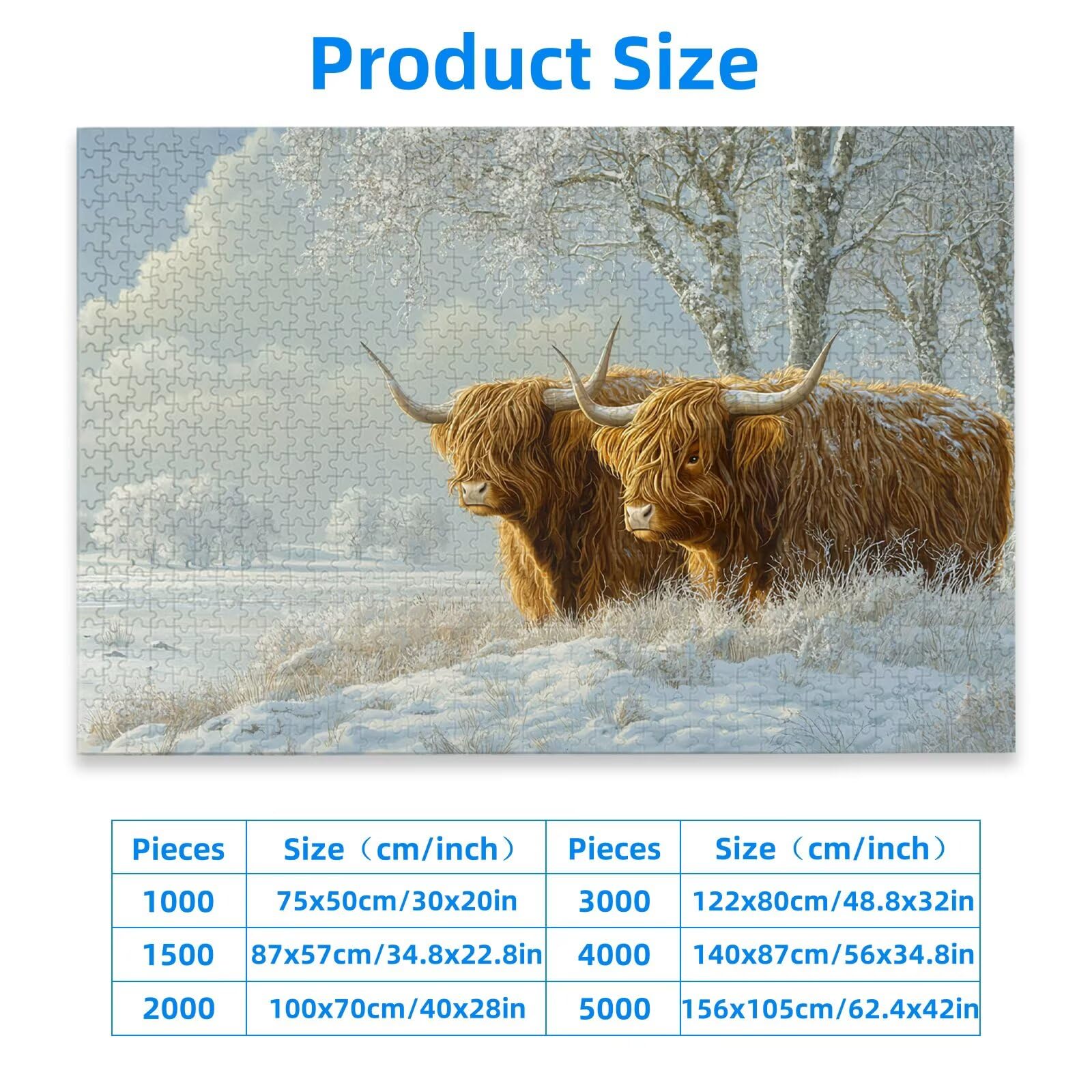 Puzzle 1500 Piezas, Puzzle Highland Cow con Caja para Adultos, DIY Animal Rompecabezas Madera para Adultos, 1500 Piezas Rompecabezas Desafiante, para Decoracion Hogar, Regalo Mujer/Hombres, -1070