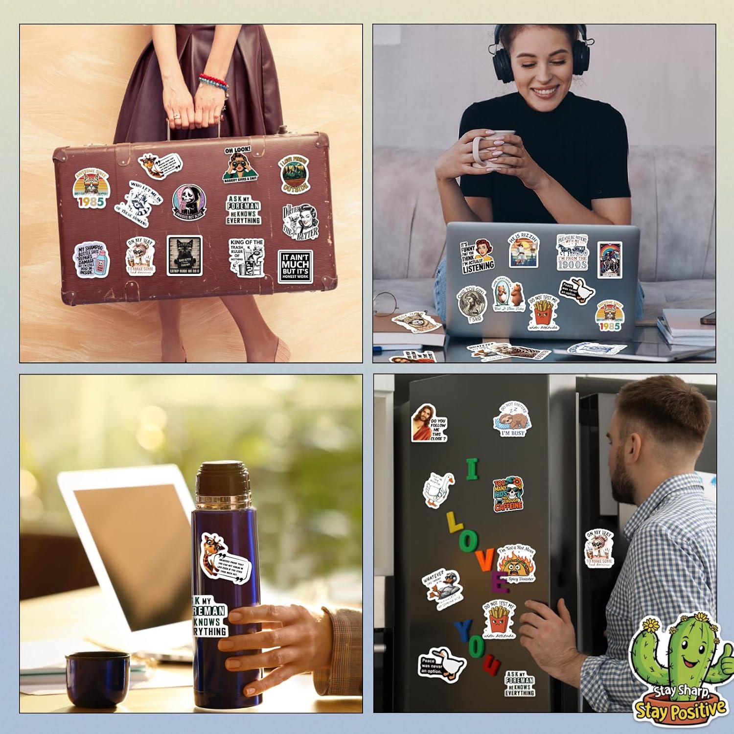 BANBBUR 200 PCS Funny Stickers for Adults,Sarcastic Holographic Vinyl Sticker Packs,Funny Decals Waterproof Stickers for Water Bottle,Laptop, Phone,Kindle,Luggage,Scrapbook,No Repeats - Image 5