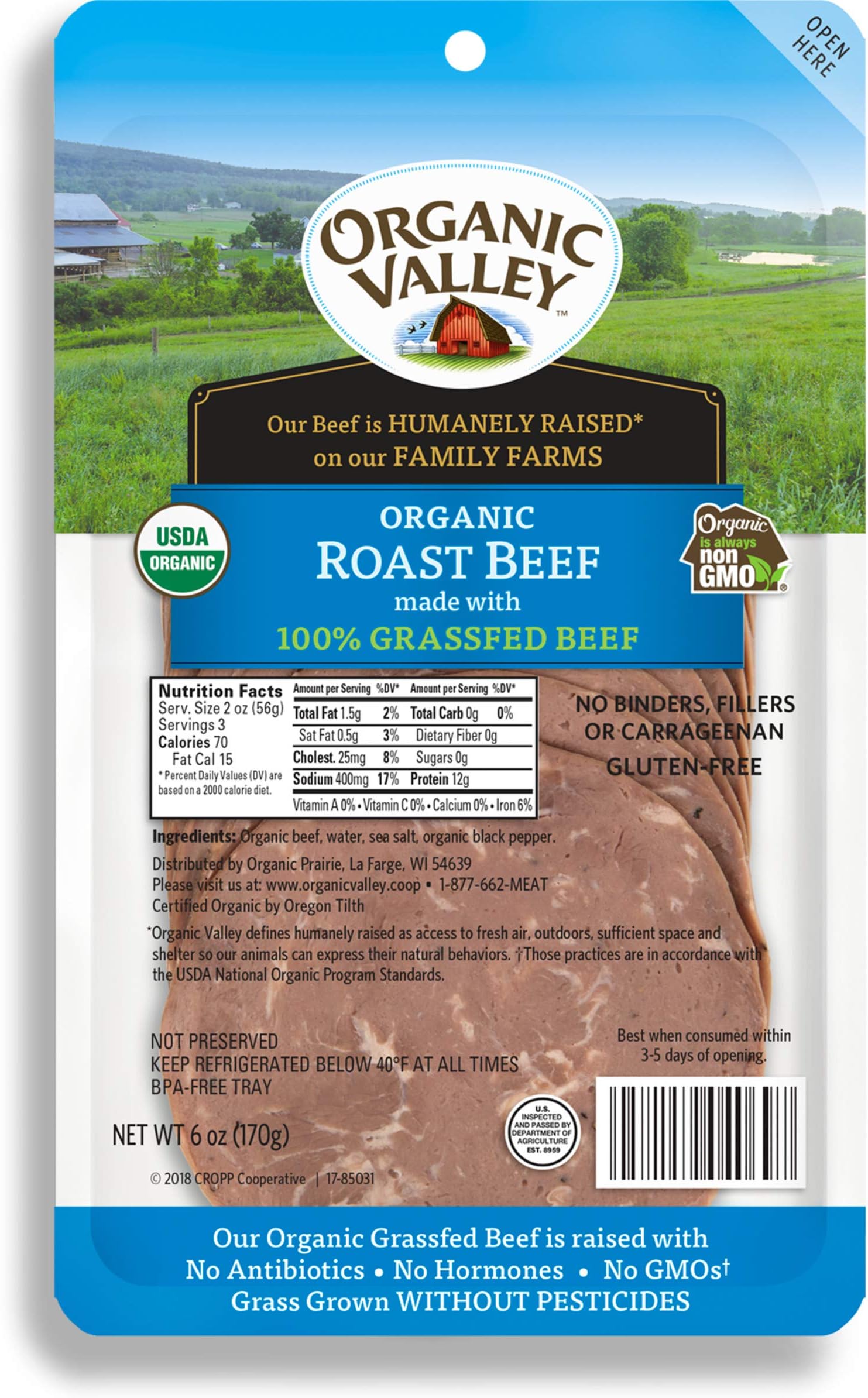 Organic Valley Grassfed Organic Roast Beef Slices