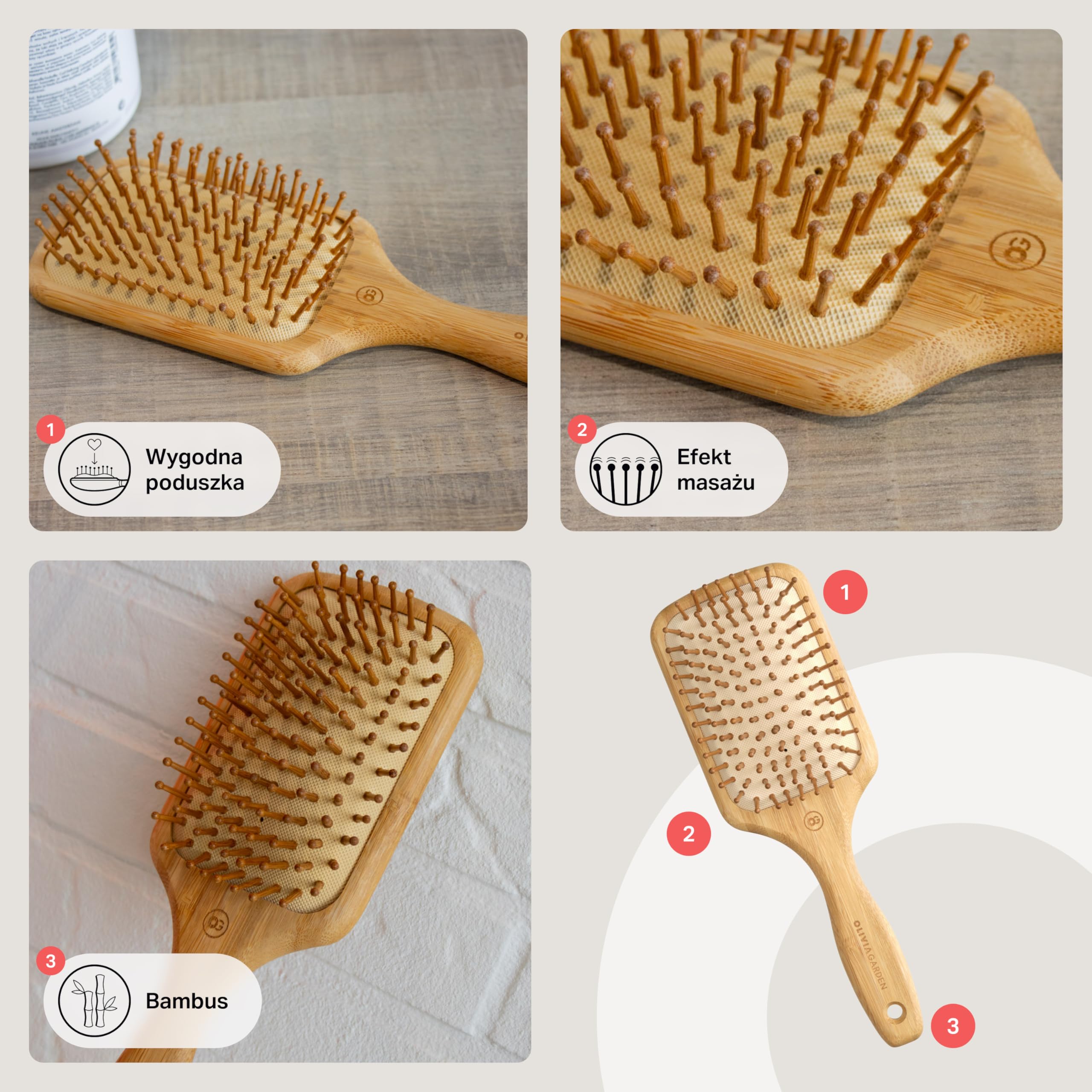 Olivia Garden pneumatyczna szczotka do włosów Healthy Hair Bambus HH-1 B-1746