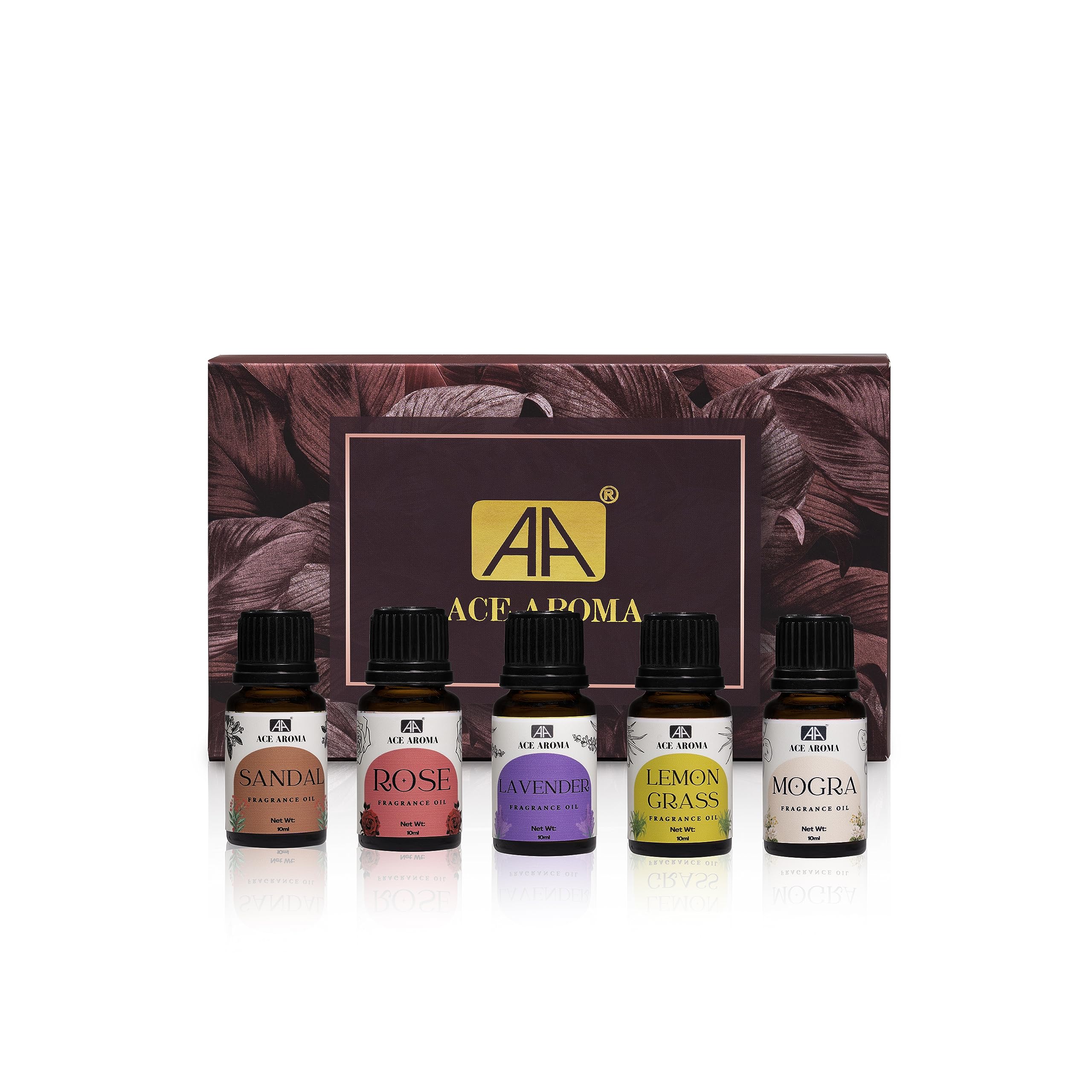 Ace Aroma Essential Oils Set - Sandalwood, Rose, Lavender, Lemon, Mogra | Best Aromatherapy, Humidifiers, Home Fragrance | Ideal for Diffusers, Candles, Air Fresheners, Meditation, Soaps, 10ml (B0CD7QRTTP) Amazon Price History, Amazon Price Tracker