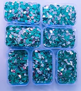 AESHWARG-Anywhere Anytime ज्वेलरी मेकिंग और सभी आर्ट क्राफ्ट वर्क्स के लिए छोटा मिरर किट + ग्लू कोन (7 शेप (1400 पीस 200 प्रत्येक शेप))