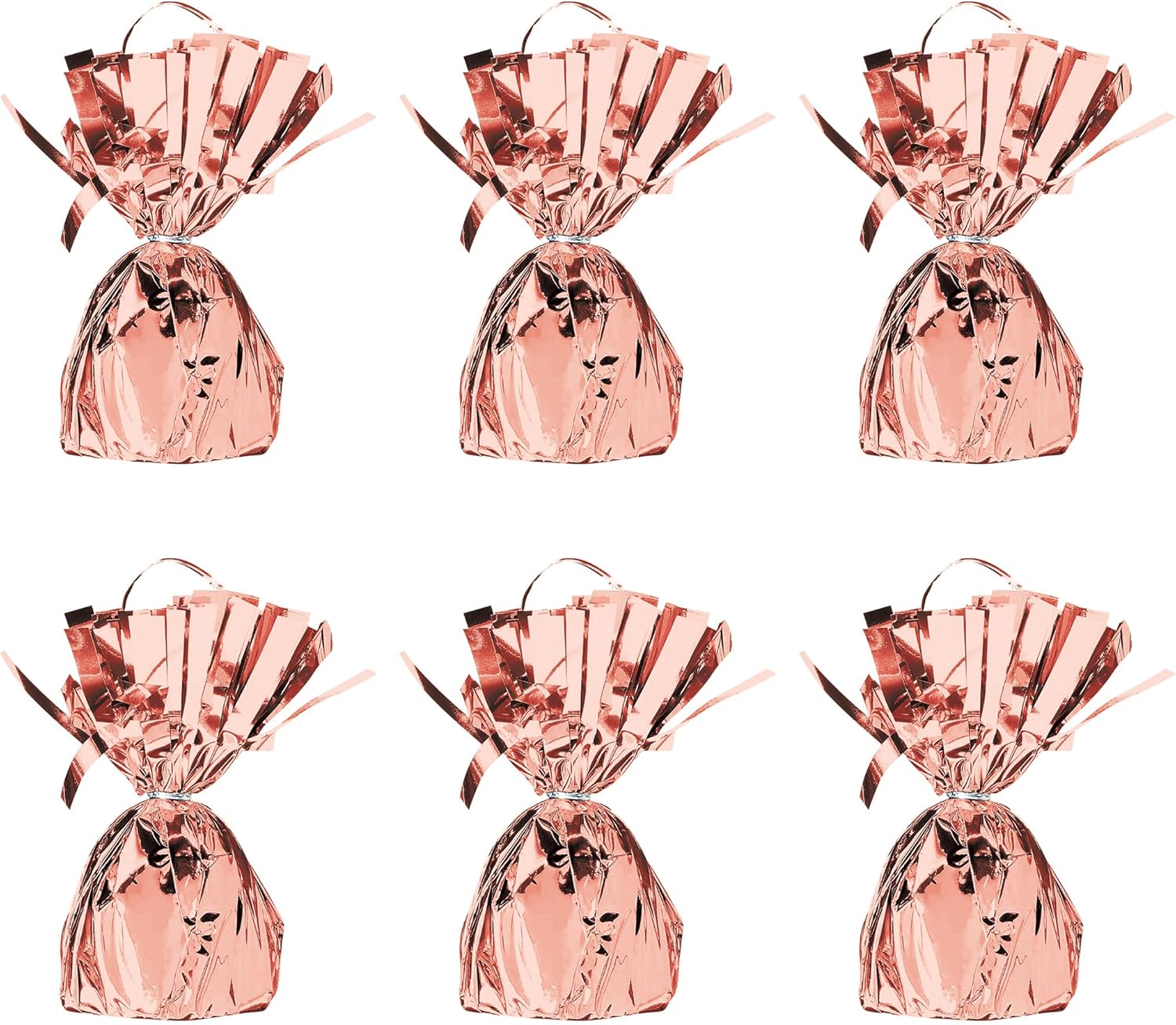 Beistle Metallic Wrapped Balloon Weight – 6 Pack, Rose Gold Balloon Centerpiece Bouquet Holders, Party Decoration Accessories for Birthdays, Weddings, Graduations, and Retirement Celebrations, 6 Oz