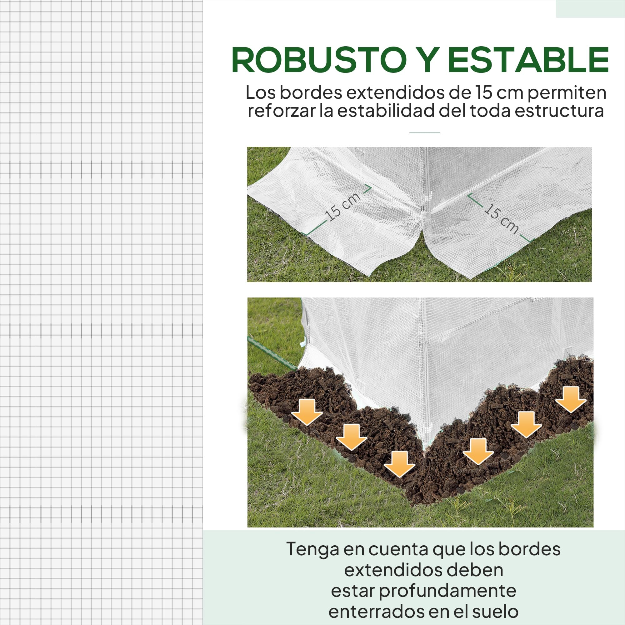 Outsunny Plásticos para Invernaderos 3x2x2 m Cubierta de Repuesto para Invernadero de Polietileno con 6 Ventanas y Puerta Enrollable Protección de Plantas para Jardín Blanco