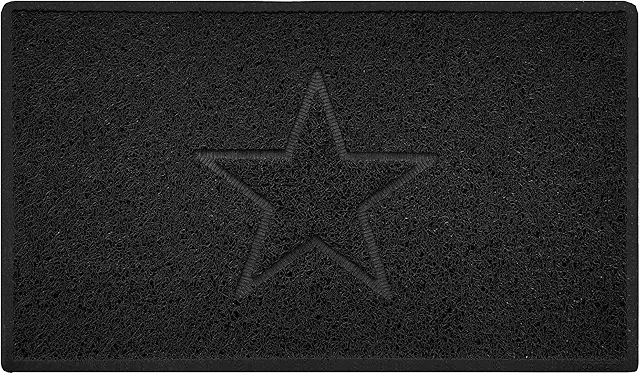 Bedrukte deurmat Nicoman met sterren - Zwart, 75x44 cm voor binnen en buiten
