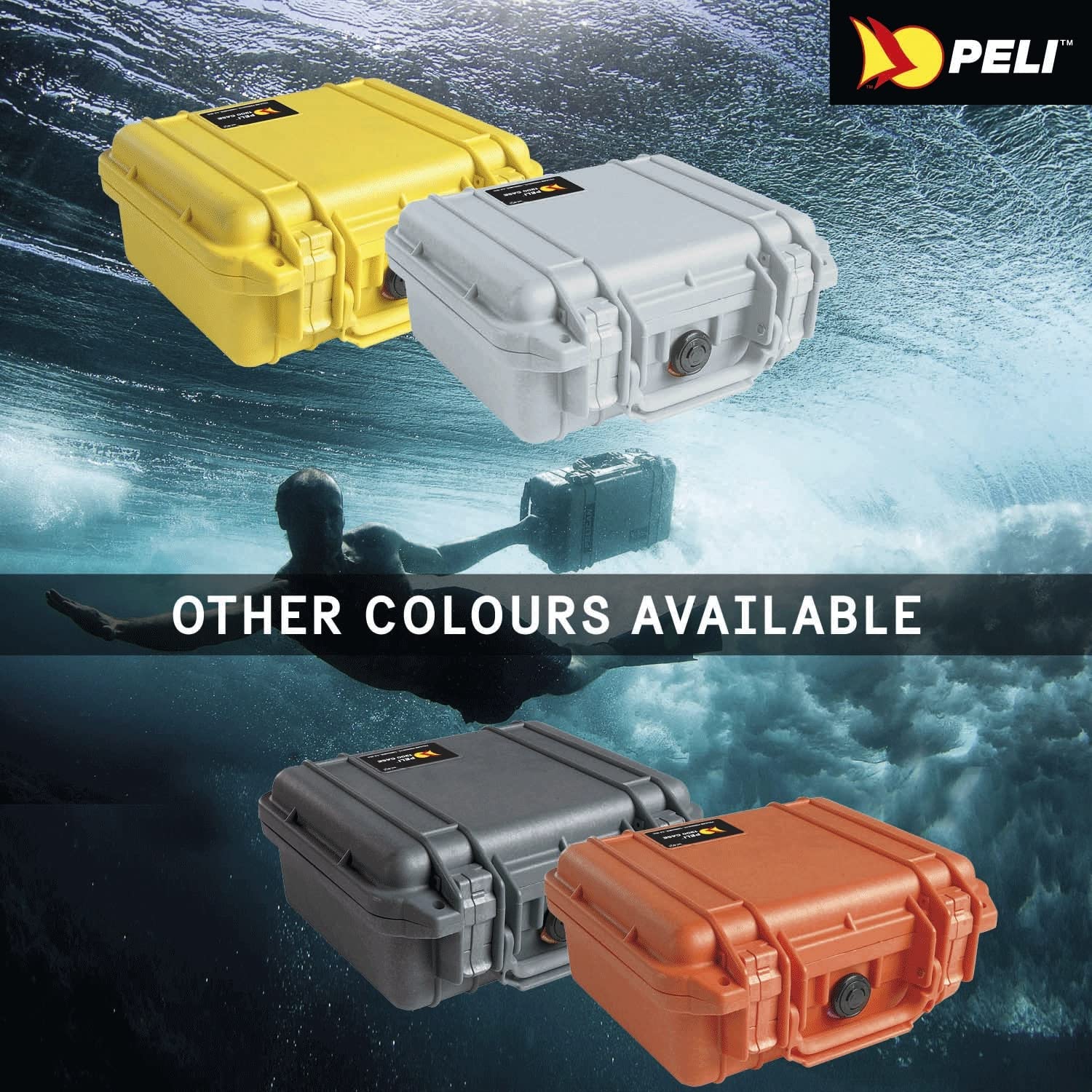 PELI 1200 Maletín técnico estanco para el transporte de equipos electrónicos y fotográficos frágiles, IP67 estanco, 4L de capacidad, fabricado en EE.UU., sin espuma, color gris