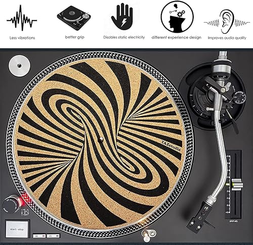 Miniatura 59 de Tapete giratorio de corcho para un mejor soporte de sonido en el tocadiscos de vinilo LP - Tapete de corcho con diseño artístico original - m6-La