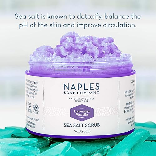 Miniatura 7 de Naples Soap Natural Sea Salt Scrub - Exfoliante e hidratante para el cuidado de la piel elimina los copos secos y opacos que revelan una piel
