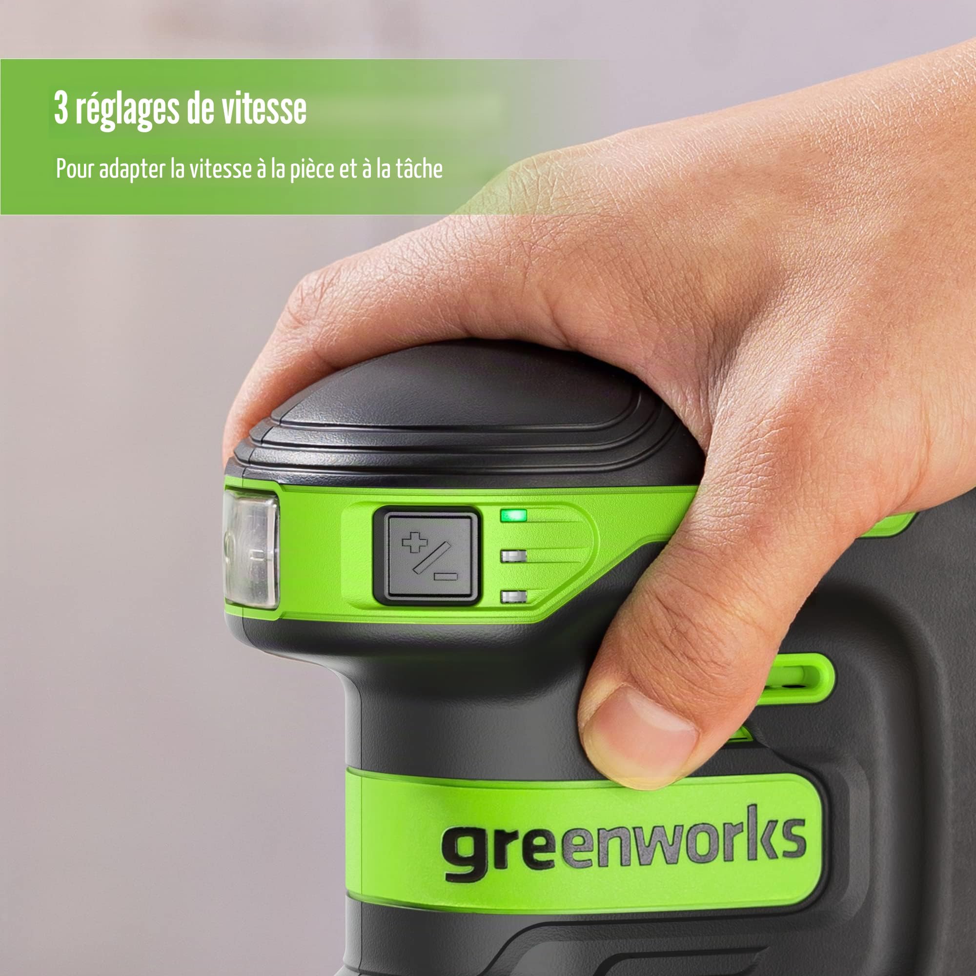 Greenworks 24V Orbital Sander Kit, 5" Random Sander Variable Speed, Tool Only
