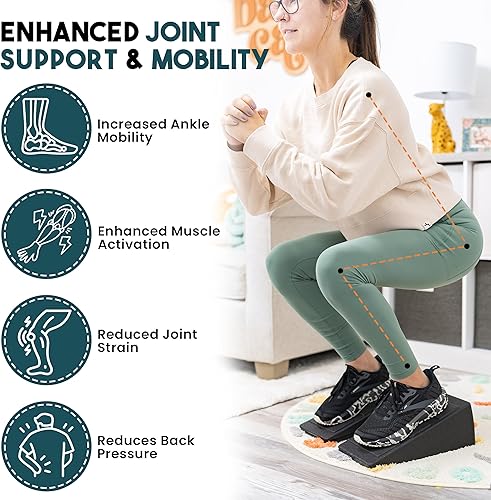 Miniatura 2 de Bloque de cuña para sentadillas con tiras antideslizantes Tabla inclinada para estiramiento de pantorrillas Bloques de yoga cuña de espuma Tabla