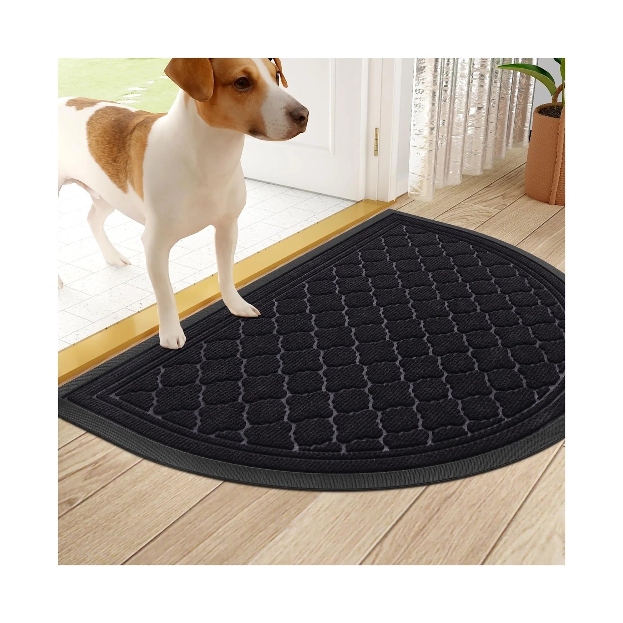 Paillasson d'intérieur demi-lune lavable pour stopper la boue et les sols humides