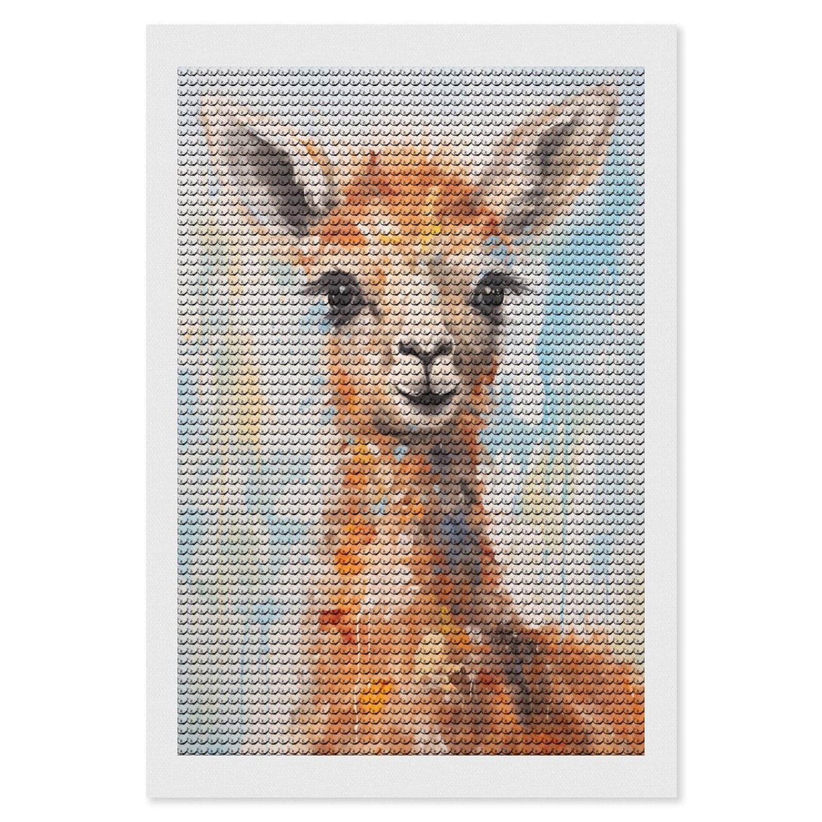 Junmoney Cute Llama Painting Diamond Painting Kit 8"x12", Easy Handmade Project, Cosy Home Accent, for Craft Lovers, Holiday Gift Idea