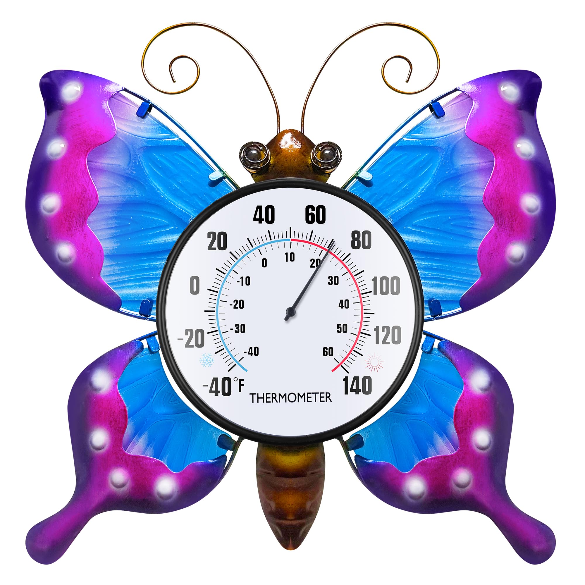 pealstar Outdoor Thermometer Decorative Waterproof Outdoor Thermometers for Patio Large Butterfly Wall Thermometer for Garden Yard Living Room Decor