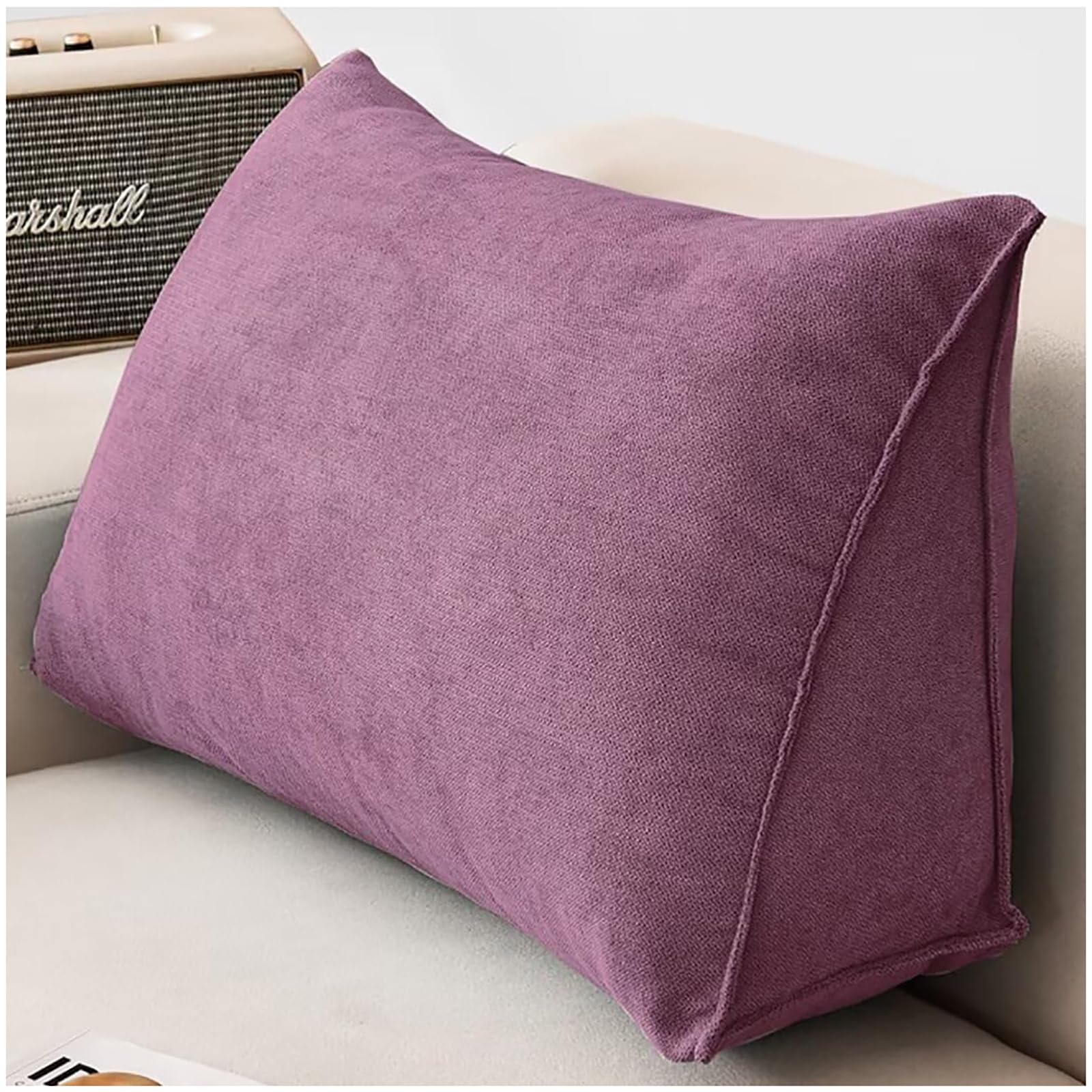 ZTGL Wedge Pillows Headboard Reading Pillow Backrest Pillows for Sitting Up in Bed Rest Large Triangle Bolster Cushion Velvet Daybed Pillow Lumbar Support Leg Positioning,Purple,70x35x20cm