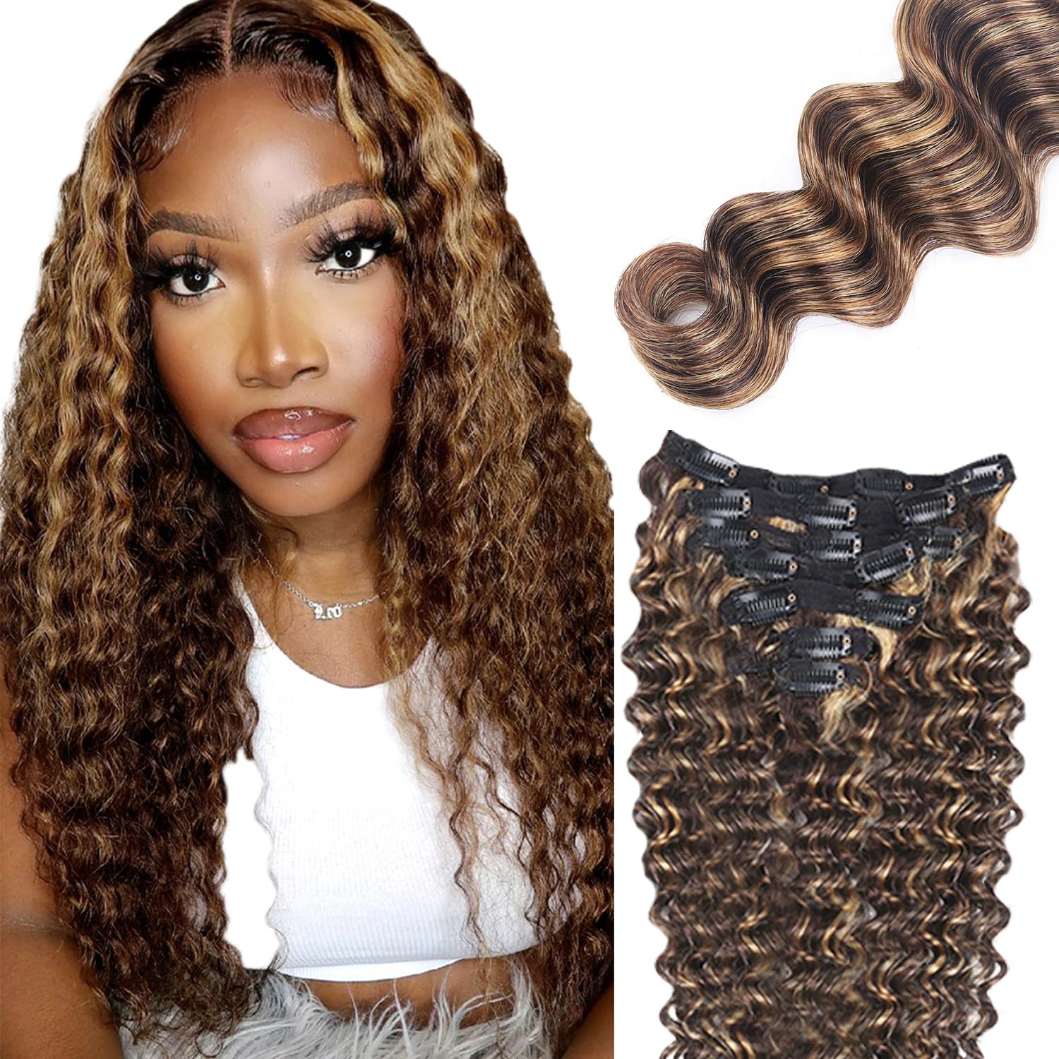 Photo 1 of Lakaisa P427 Blonde Clip-in Human Hair Extensions, 14 Inch