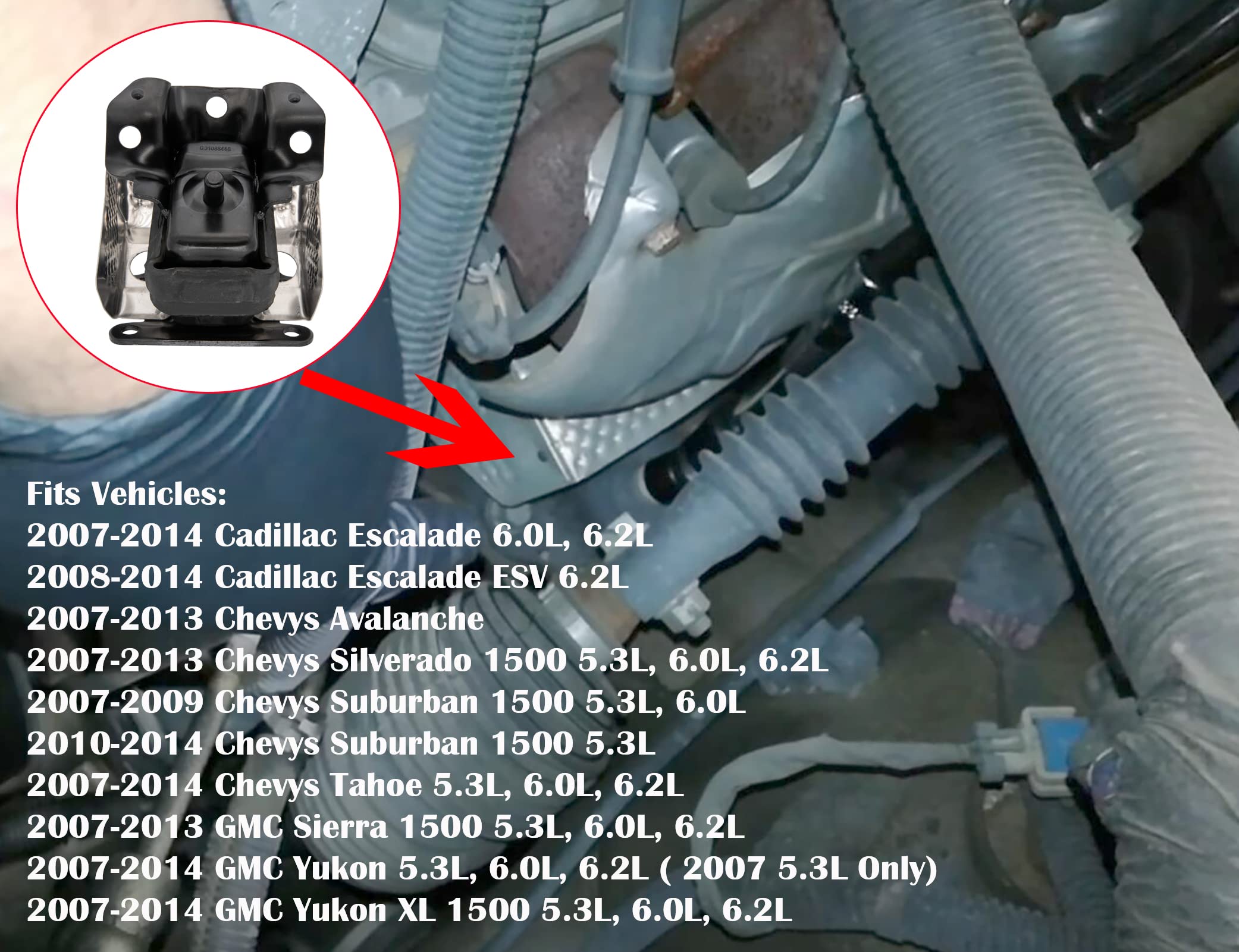 エンジンモーターマウント2個セット ヒートシールド付き - シボレー、キャデラック、GMCに対応 - 07 - 14 エスカレード、Silverado、Suburban、Tahoe、S並行輸入 エンジンモーターマウント2個セット - 2007-2014 シボレー シルバラード サバーバン タホ キャデラック エスカレード GMC シエラ  ユーコン - 15854941 5365 A5365 MK5365 交換用 - ヒートシールド付き左右マウント