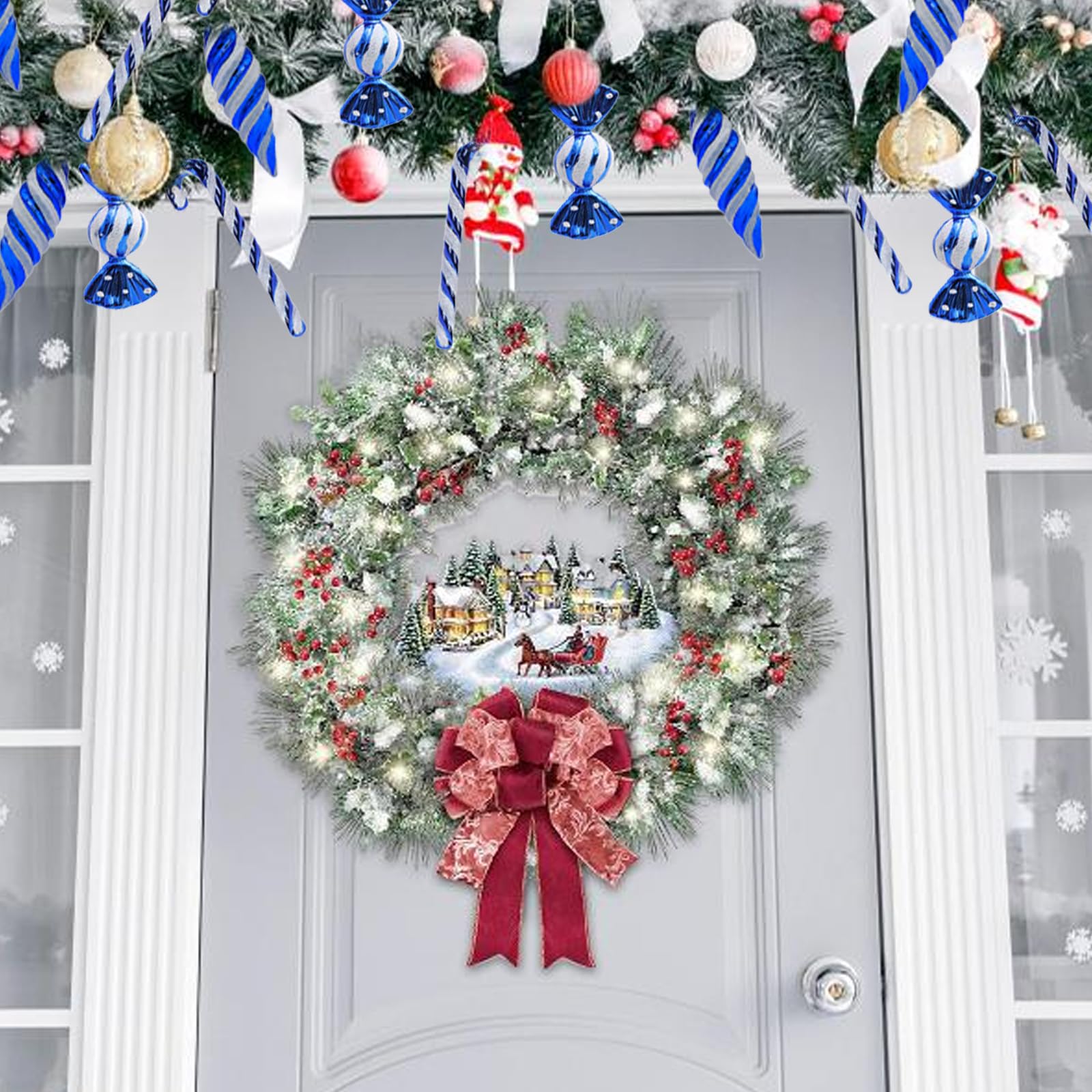 24 pezzi set di decorazioni per albero di Natale in bianco e nero Palla di Natale