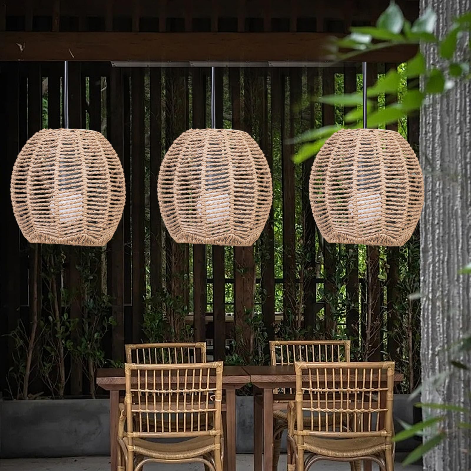 Boho rattanowy abażur, lampa wisząca, abażur papierowy, wisząca, latarnia, lampa stołowa, zapasowy klosz, akcesoria do lampy stołowej, lampy sufitowej (4, sferyczna)
