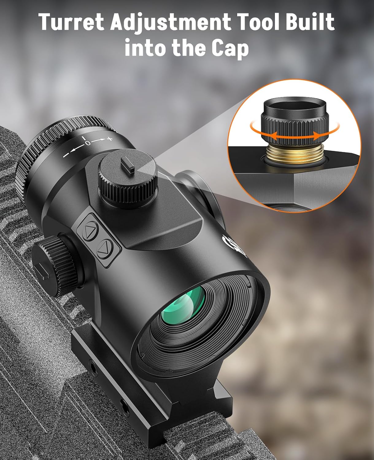 MidTen 1x20 Compact Prism Scope - Motion Activated Etched Reticle Rifle Scopes - 10 Brightness Levels Red Illuminated Circle Dot Reticle - Button Control Optic for Hunting