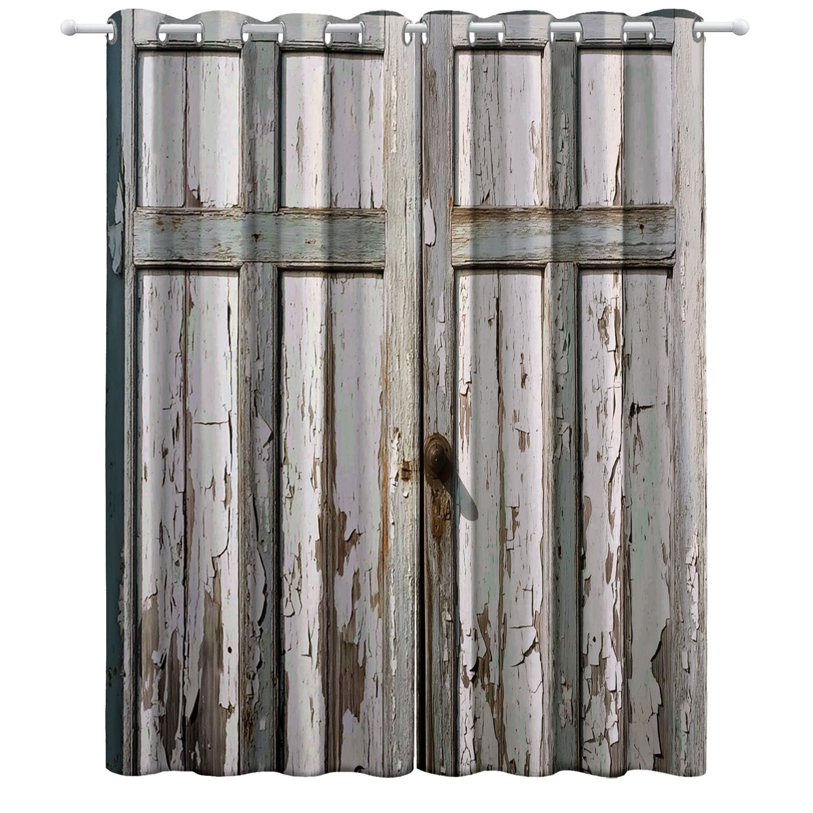 Tende Oscuranti per Interni 2 Pezzi 140x260 cm (LxA), Vintage Wooden Door Rural Farmhouse Style Tenda Coprente per Soggiorno, Termiche Isolanti Tendaggi con Anelli Finestra per Salotto