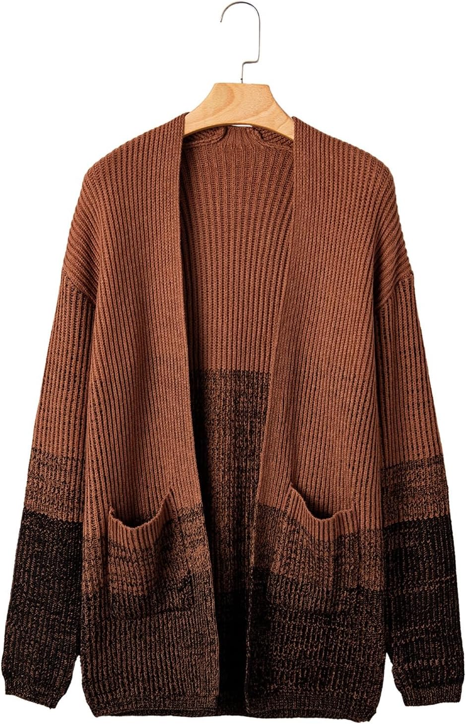 Sidefeel Womens Cardigan Sweaters Open Front Long Sleeve Ribbed Color Block Knit Fall Sweaters - Image 8