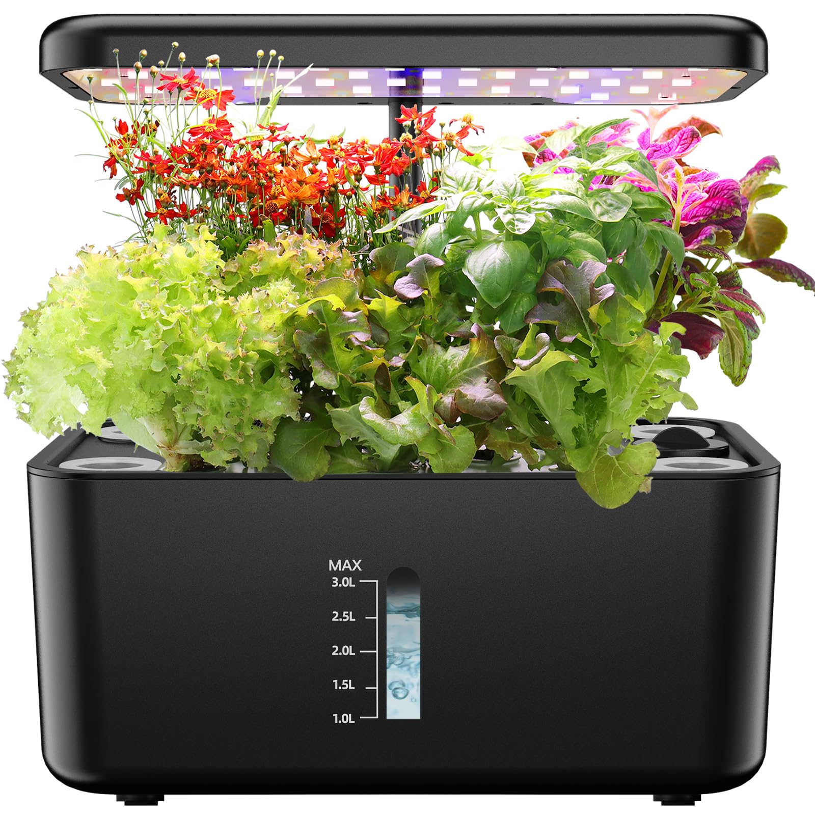 Ahopegarden Indoor Herb Garden Kit: 8 Pods Hydroponics System with LED Grow Light & Auto Timer for Fresh Kitchen Herbs, Ideal Gardening Gift for Home & Office