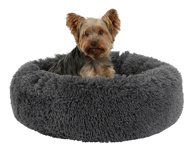 Foto 6 de 6 de Kerbl Pet Cuna mullida Fluffy, para Perros y Gatos, Gris, 18cm, Ø60cm, poliéster, Gatos, Base Antideslizante