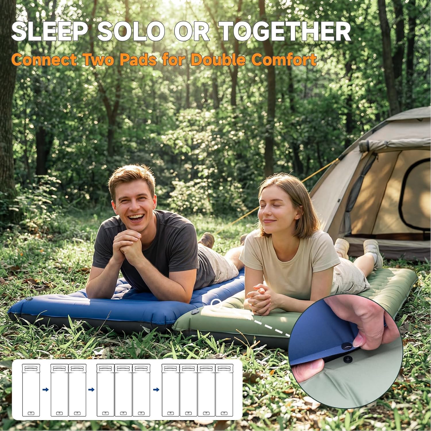 Camping Sleeping Pad, 5" Ultralight Inflatable Sleeping Mat with Pillow, Built-in Foot Pump Inflatable Sleeping Pads Compact for Camping Backpacking Hiking Traveling Tent