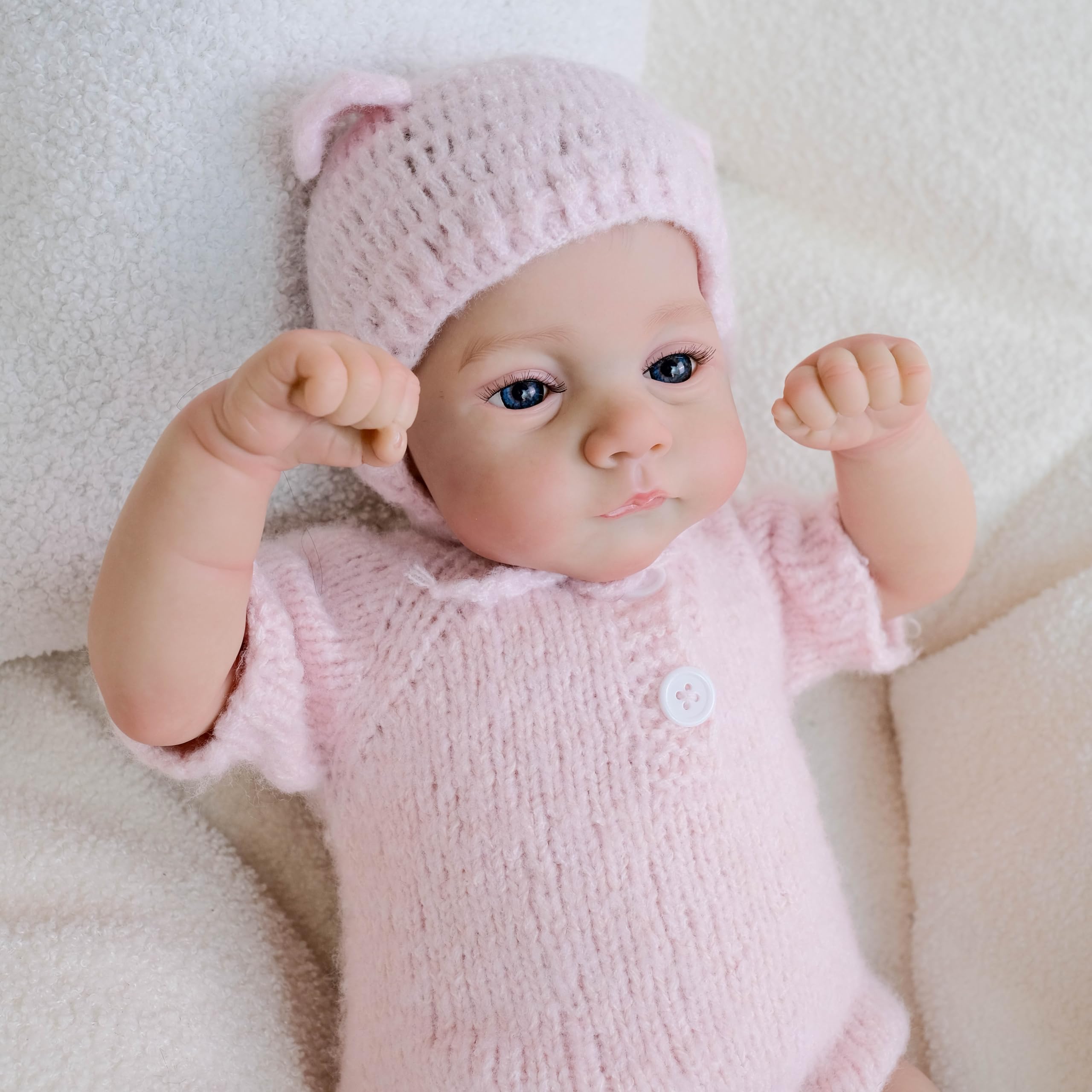 Miękki silikonowy realistyczny Reborn Baby Dolls Cloth Body 45 cm Winyl Realistyczne lalki noworodka różowy kombinezon, który wygląda prawdziwie śpiące dziecko, ważona lalka Reborn zabawka dla
