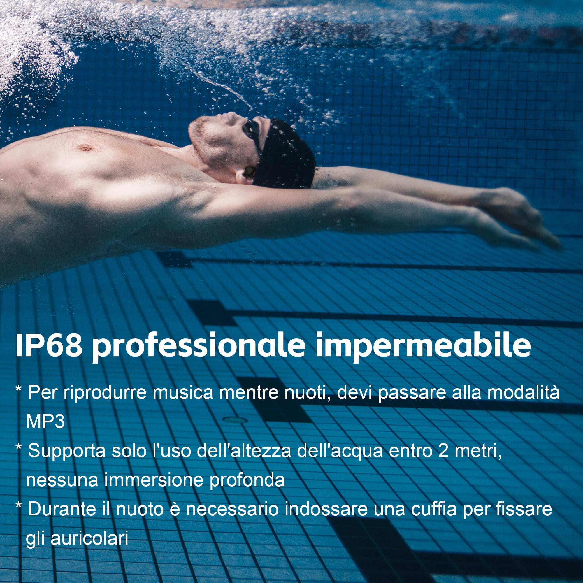 sunvito Cuffie Conduzione Ossea, Auricolari Nuoto Impermeabili IP68, Cuffie Aperte Wireless Bluetooth 5.3, Memoria 32G Integrata per Esercizio all'Aperto, Corsa, Viaggi, Ciclismo, Nuoto