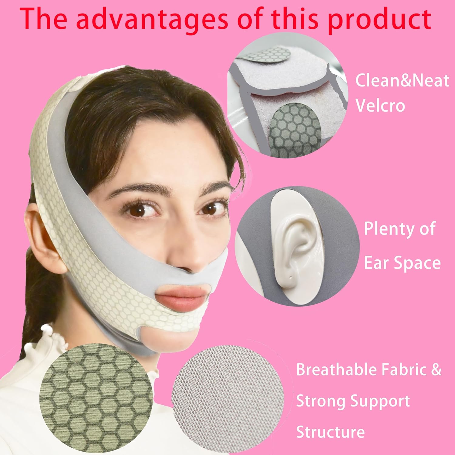 V Line Lifting Mask Chin Strap for Sleeping, V Line Mask, Face Lifting Strap, Chin Strap, Jawline Shaper, Jaw Strap, Double Chin Reducer,Face Lift Tape & Snoring Solution (Grey-) - Image 5