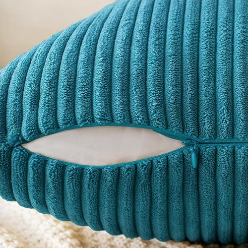 Miniatura 3 de EMEMA Paquete de 2 fundas de almohada decorativas cuadradas de pana suave sólida, fundas de cojín, fundas de almohada de primavera para sofá,