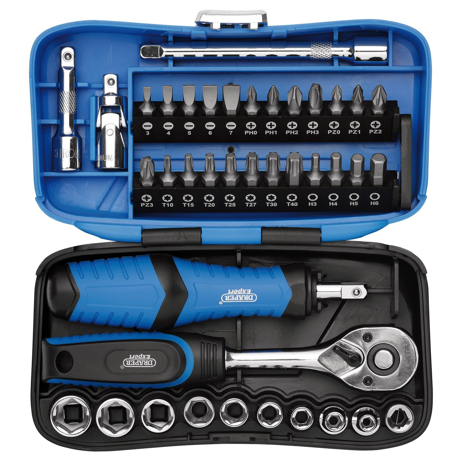 Draper 04713 Expert - Set di bussole e punte da 1/4" Mq Dr. (39 pezzi)