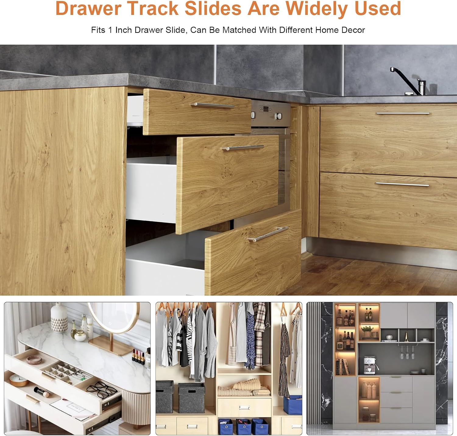 Drawer Slide Socket Set Cabinet Hardware, RV Drawer Parts Fits 1 Inch Drawer Slide, 2-1/8 Inch x 1-3/4 Inch Adjustable Base C-Shaped