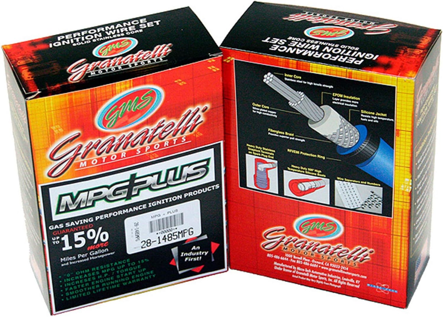 Granatelli Motorsports 26-1952S Performance Spark Plug Wires 0 Ohm Resistance Silicone Boots 8 mm. Jacket Fiberglass-Reinforced Braid Performance Spark Plug Wires
