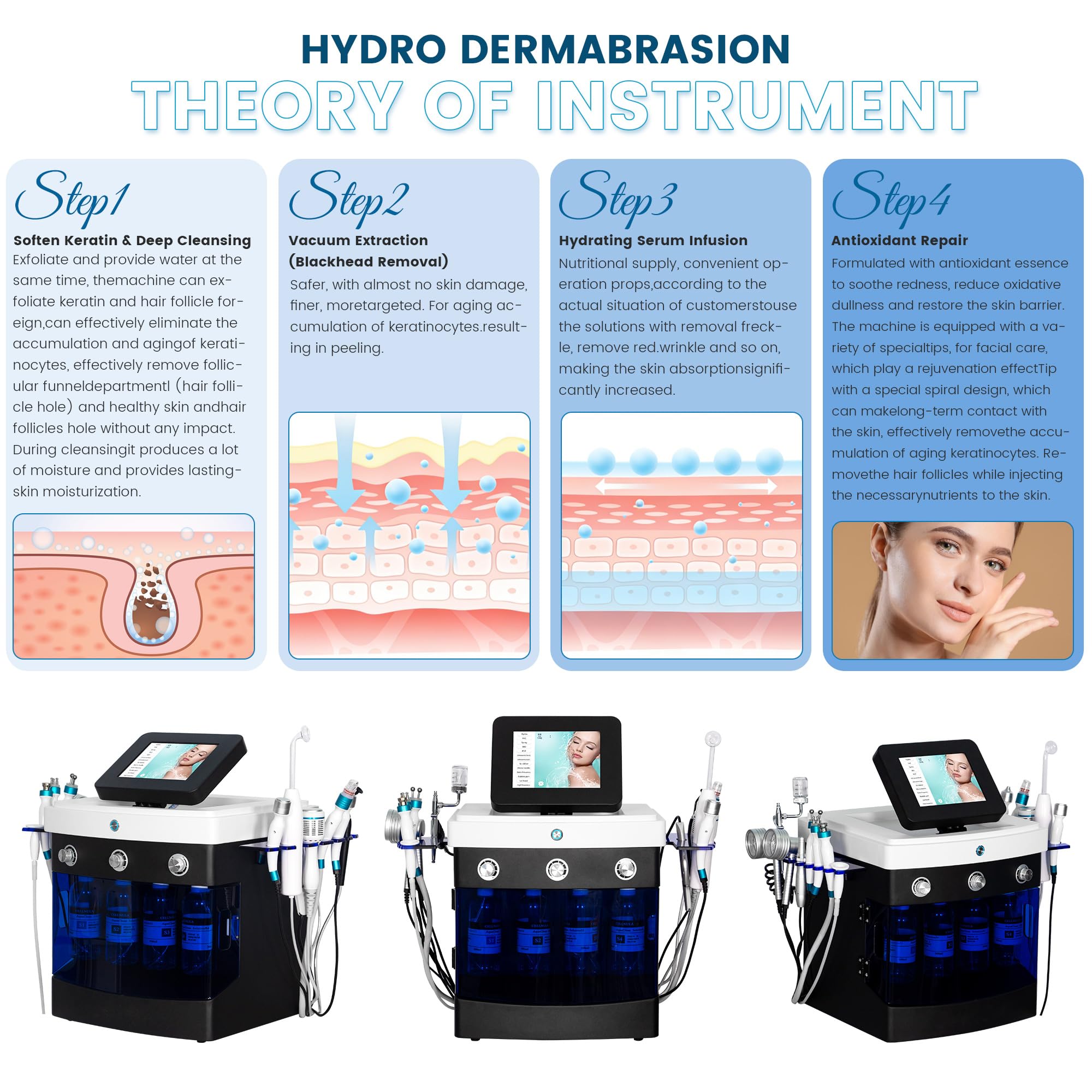 Dispositivo profesional de limpieza facial profunda 14 en 1, eliminación de puntos negros, estiramiento de la piel, reduce las arrugas