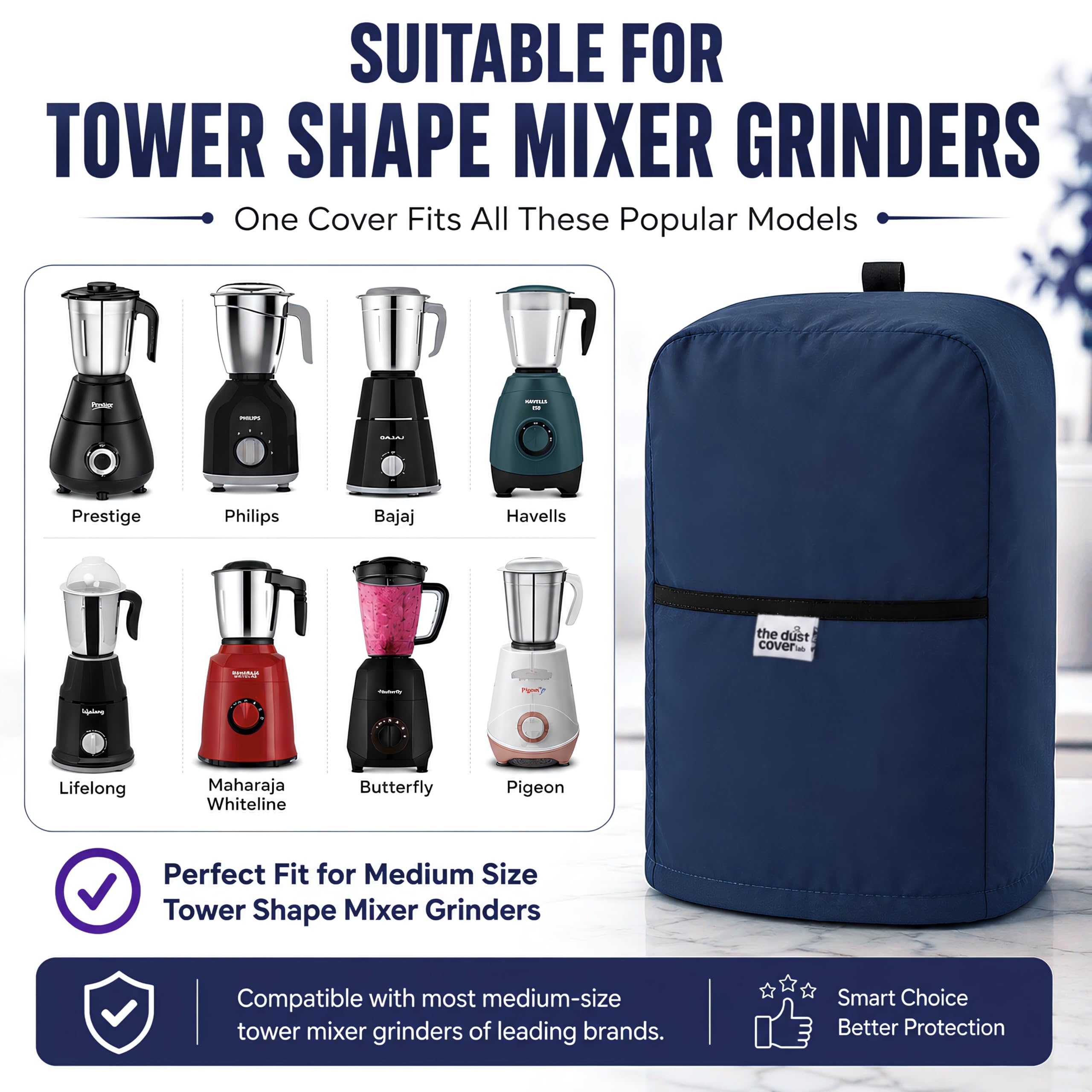 Mixer Dust Cover for Tower Shape Mixer - Compatible with Crompton DS 500/Phillips HL7756/01/Bajaj/Bosh/Lifelong/Prestige — Amazon image 5