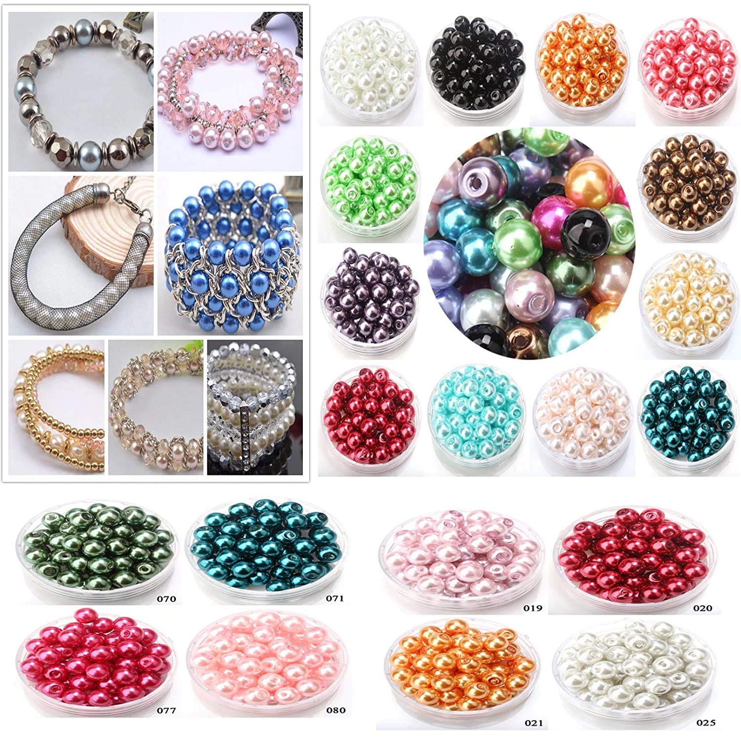 Diy Crafts 15030 Imitation Pearls Beads Diy Bracelet Earrings Bead Choker Necklace Jewelry Making, Pack of 400 100x4, Mix Sizes (Multicolor)