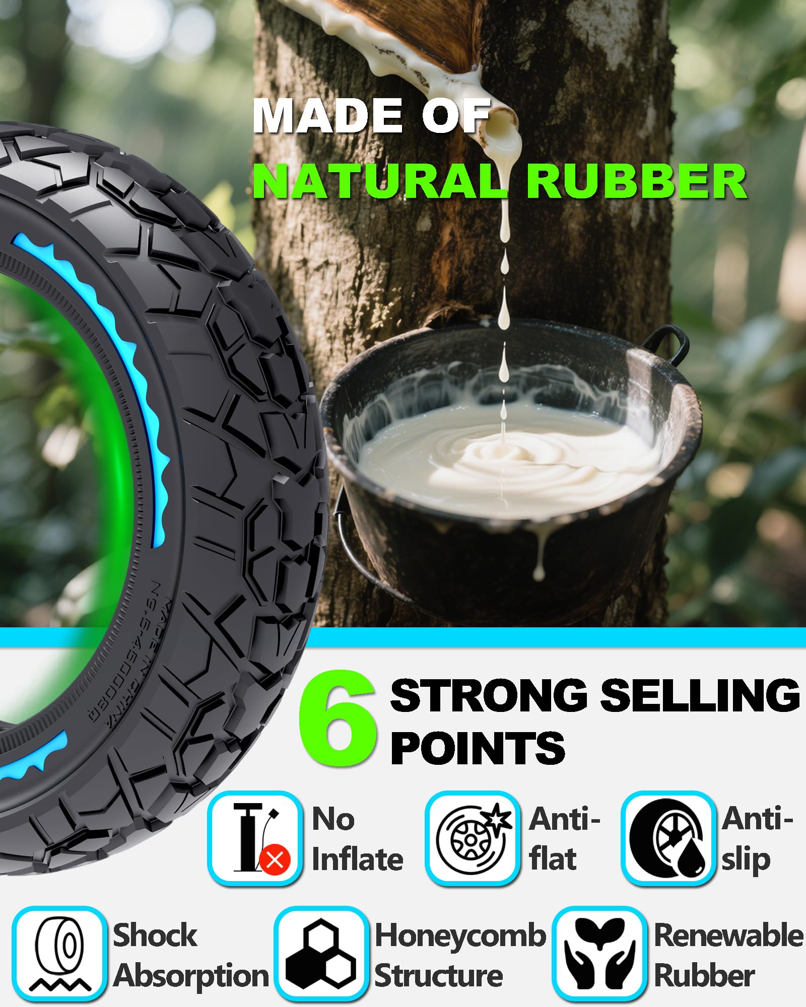 2 Pièces Pneus 10x2,50 pour Trottinette, Améliorez Votre Trottinette avec des Pneu Tout-terrain Sans Air 60/70-6,5, Roues de Rechange 10x2,5-6,5 pour Segway Ninebot Max G2/G30 Series, etc