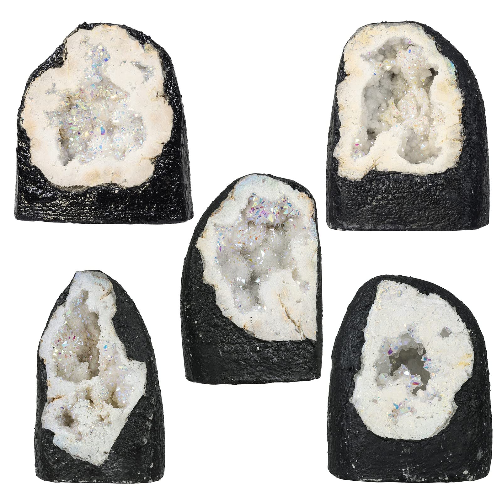 KYEYGWO Titanium Coated Natural Crystal Raw Geode Stone - Image 4